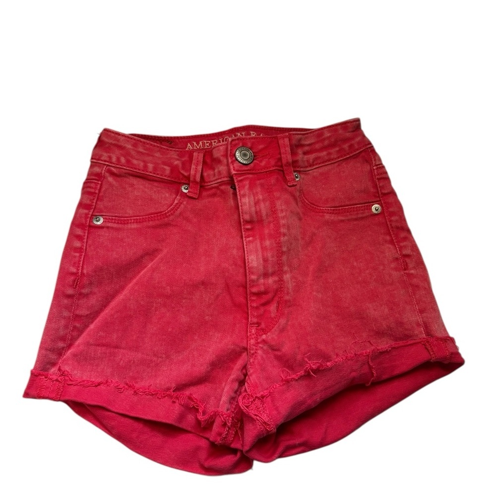American Eagle Outfitters Red Denim Stretch High Waist Short size 00